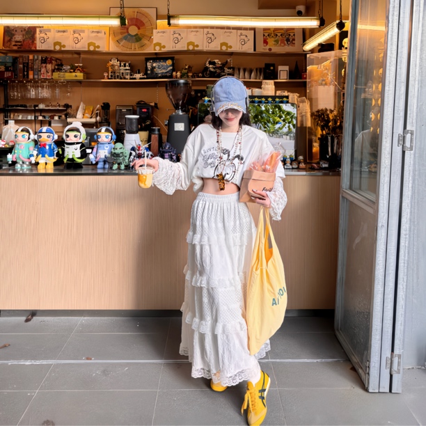 纱裙裙子仙气气质蛋糕裙宽松长裙蕾丝半身裙中长款高腰