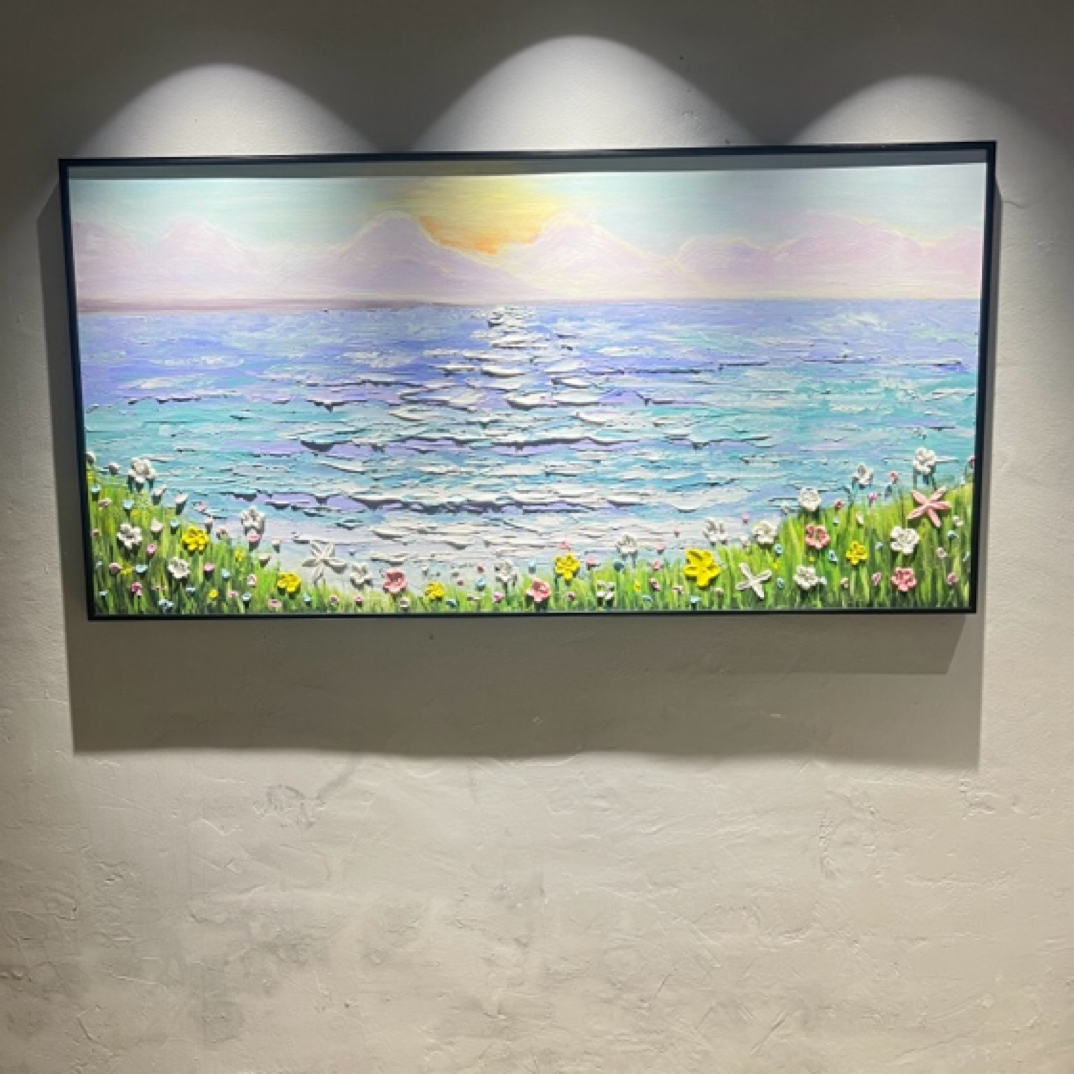 纯手绘大海浪花超厚油肌理油画客厅沙发背景墙装饰画玄关入户挂画