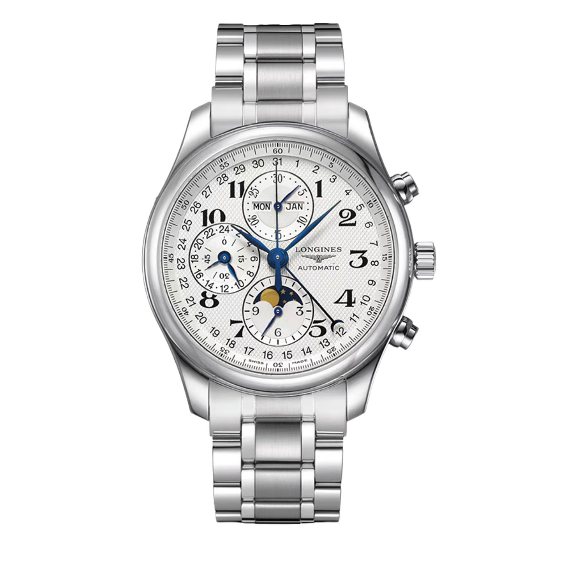 99新 Longines/浪琴 余/名匠773八针月相白/表径42mm/男士多功能