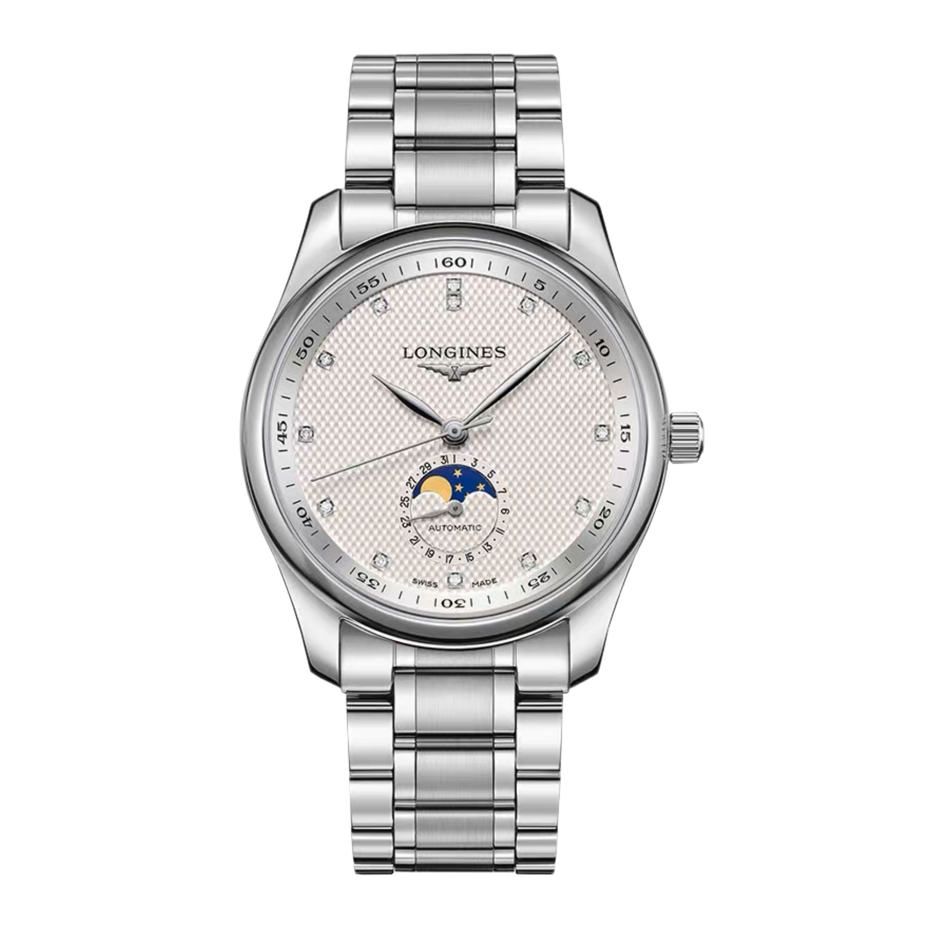 99新 Longines/浪琴 余/名匠909四针月相白钻/表径40mm/名表/男