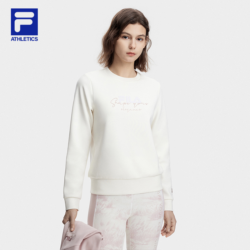 FILA斐乐女装套头卫衣23新款运动休闲简约针织长袖上衣