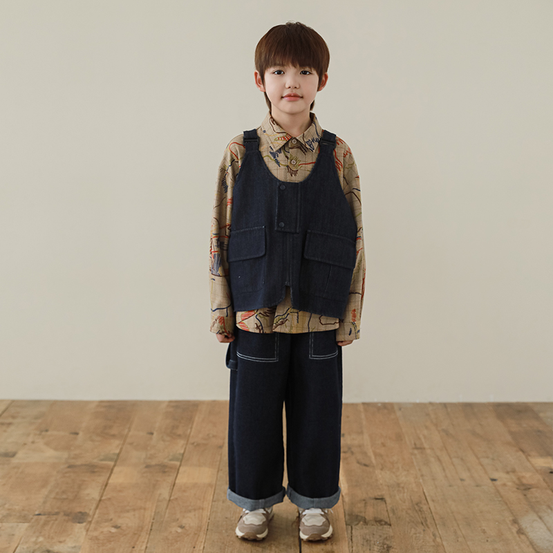 【春秋清】oddtails儿童长袖男童洋气时尚宝宝复古宽松QG2406