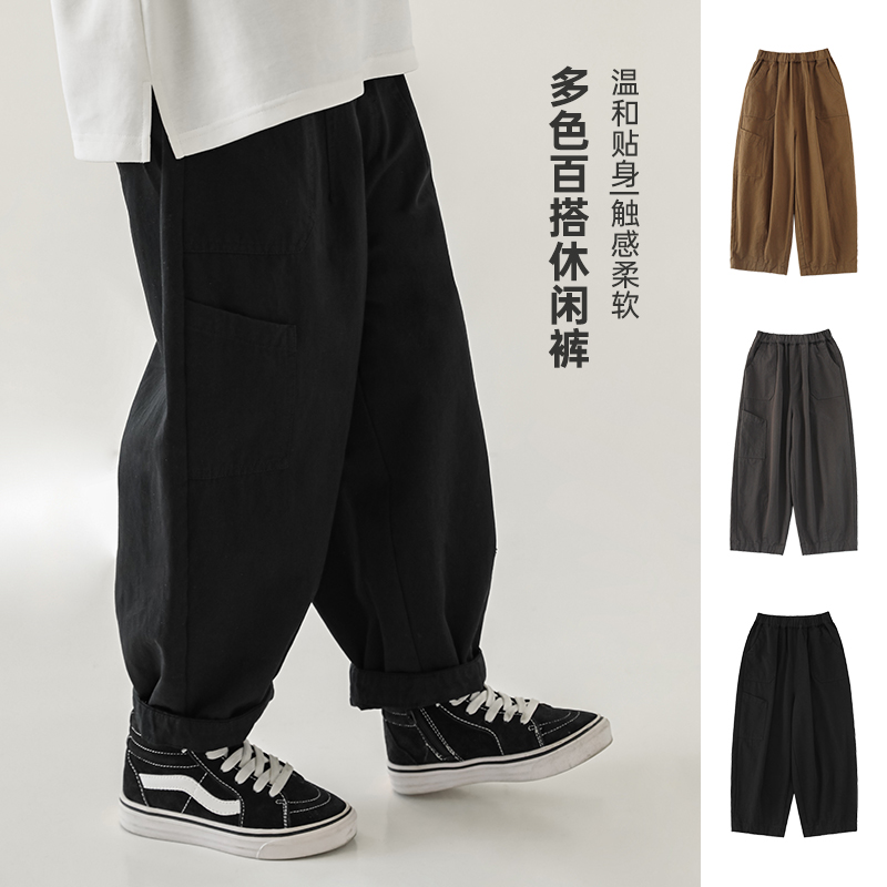 oddtails男童运动裤2024新款男大童宽松洋气直筒裤YQG2089