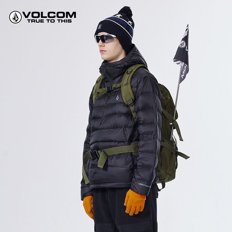 VOLCOM男士短款户外连帽防风保暖立领时尚舒适加厚羽绒服A1342328