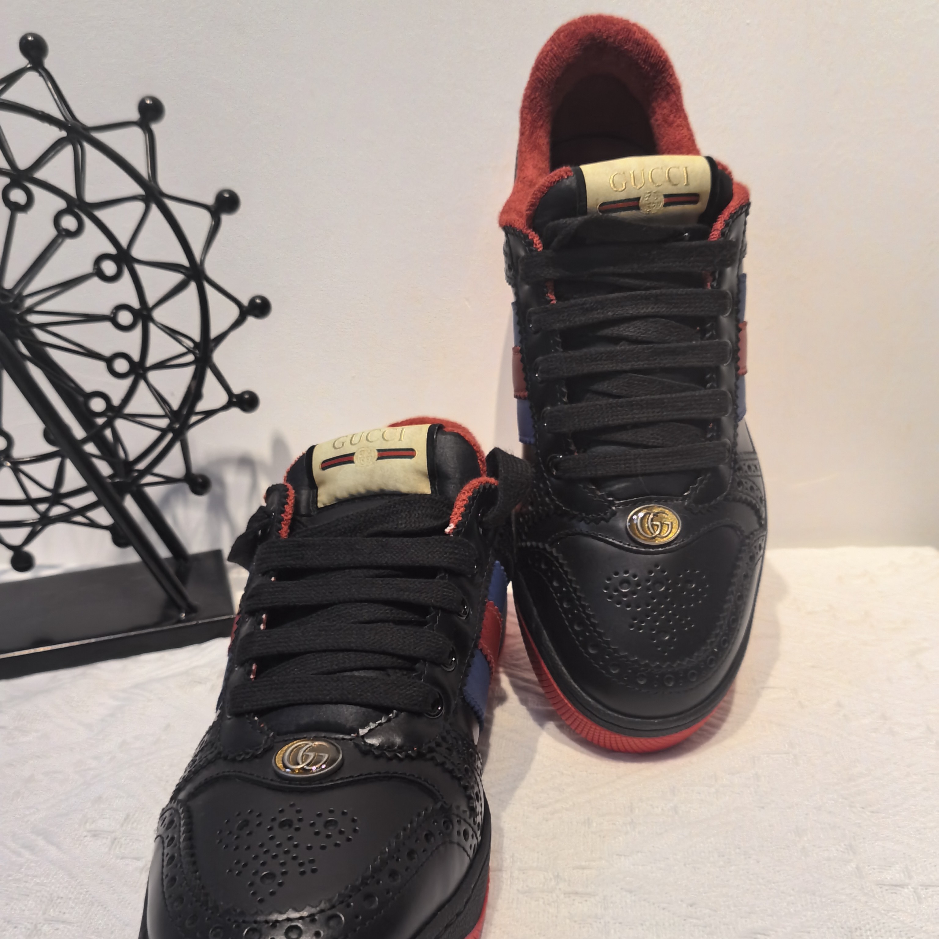 全新未使用 GUCCI/古驰 GUCCI古驰黑色皮面脏脏鞋40 40.5