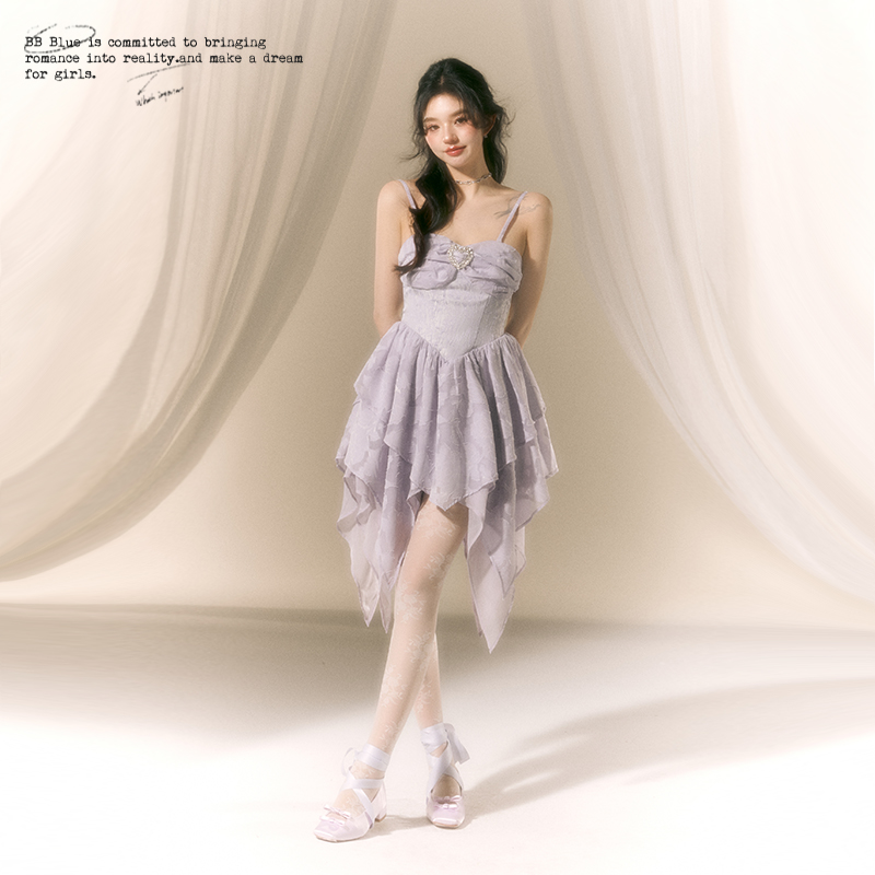 BB BLUE原创设计 法式温柔风吊带连衣裙女夏小众高级公主生日裙子