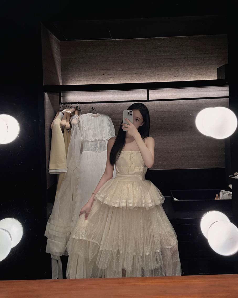 【宝石蕾纱】温柔的缎光碎钻蕾丝蛋糕裙24秀款jsk气质lolita甜美
