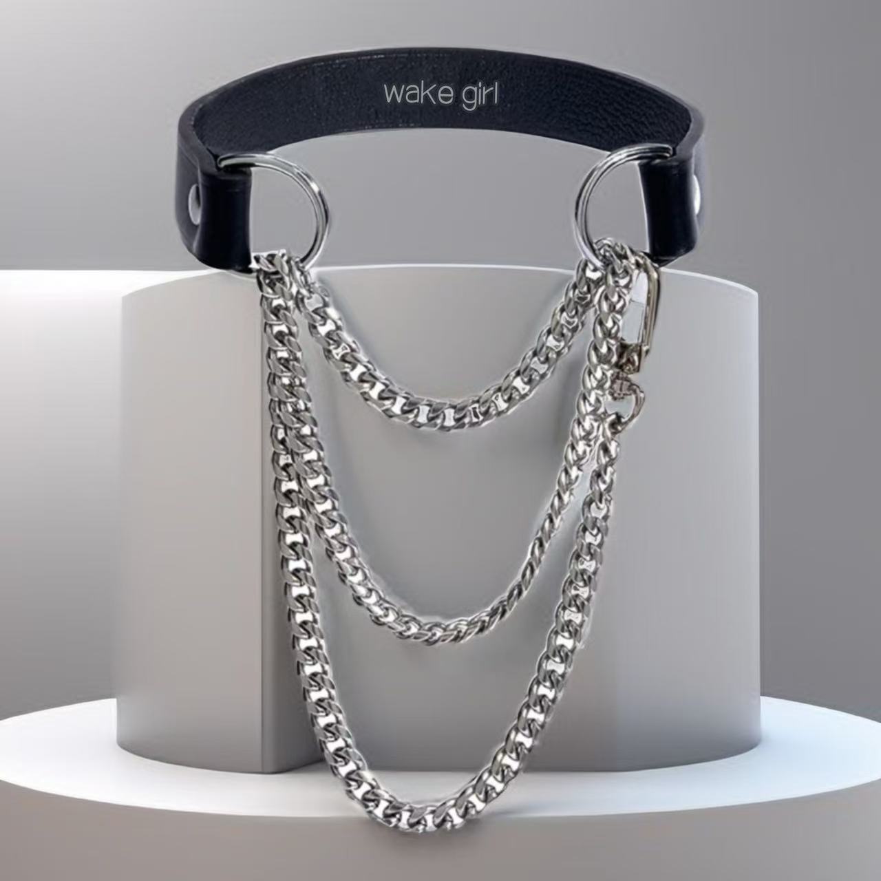 链子925银 wake girl轻奢手工项链choker手工制作字母圈创意DIY