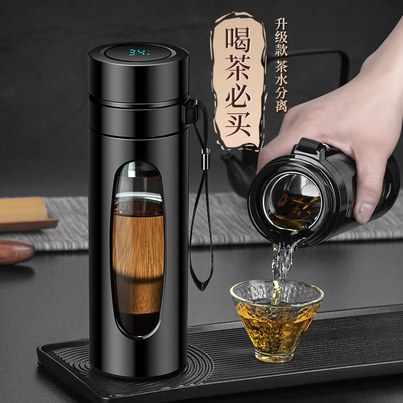 玻璃杯茶水分离泡茶杯男士防摔耐热个人喝水杯双层杯子大容量23
