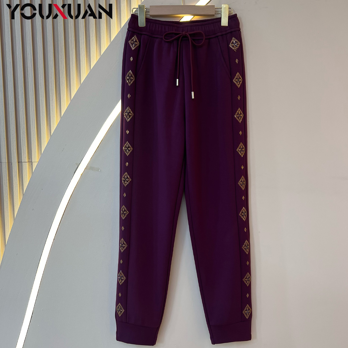 【加绒】秋冬新款时尚显瘦百搭弹力高腰裤子女士休闲哈伦裤6085