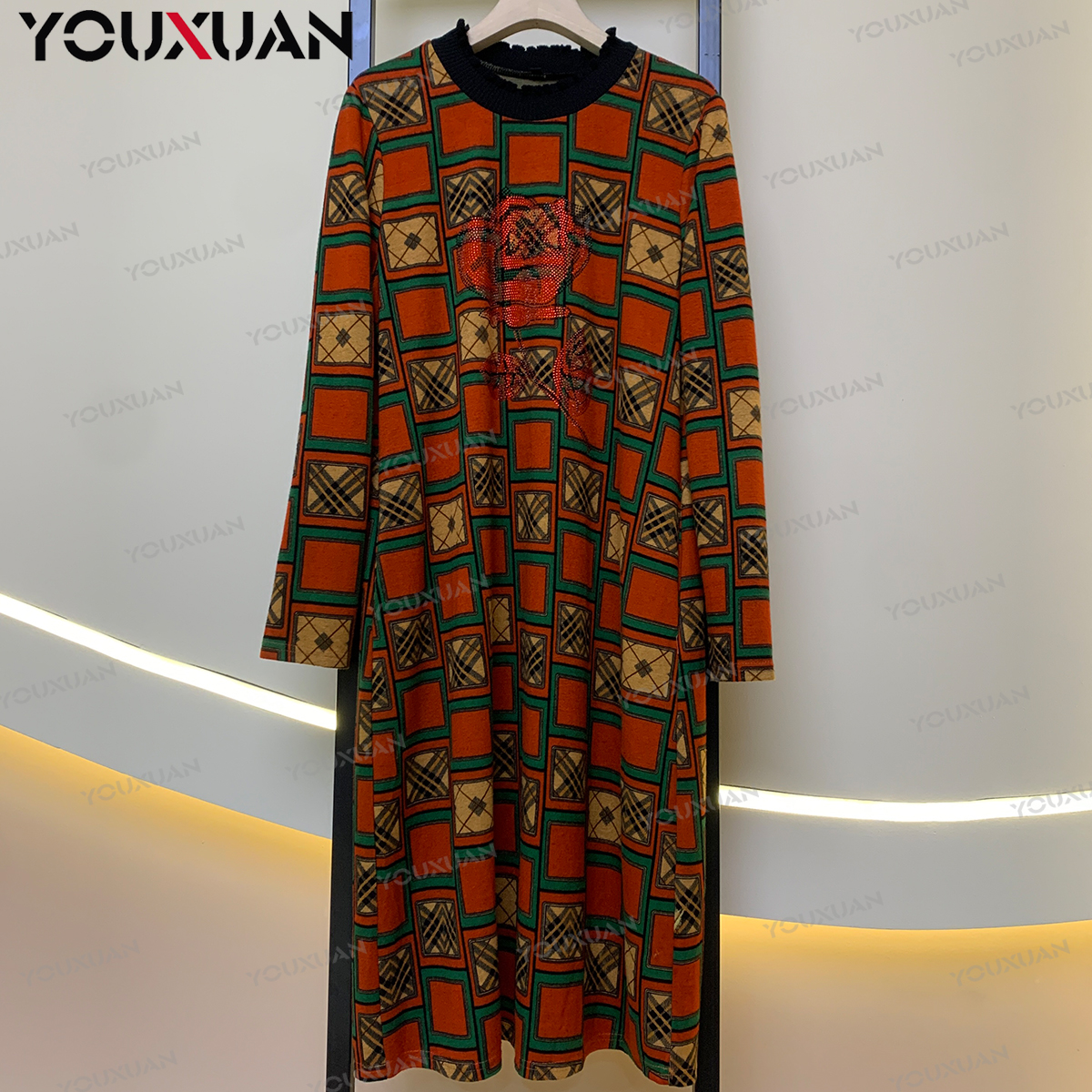 2023秋季新长袖中长款时尚显瘦宽松百搭气质休闲女士连衣裙87492