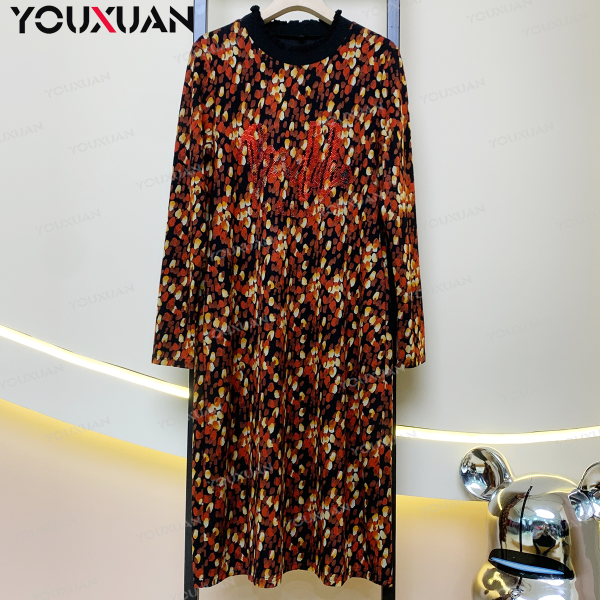 2023秋季新长袖中长款时尚显瘦宽松百搭气质休闲女士连衣裙87491