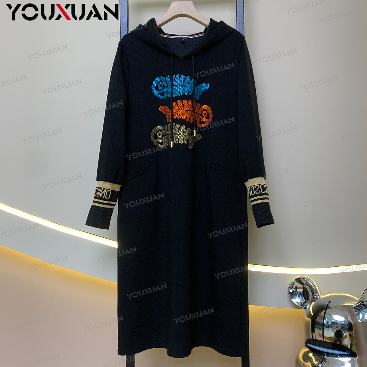 2023秋季新长袖中长款时尚显瘦宽松百搭气质休闲女士连衣裙69610