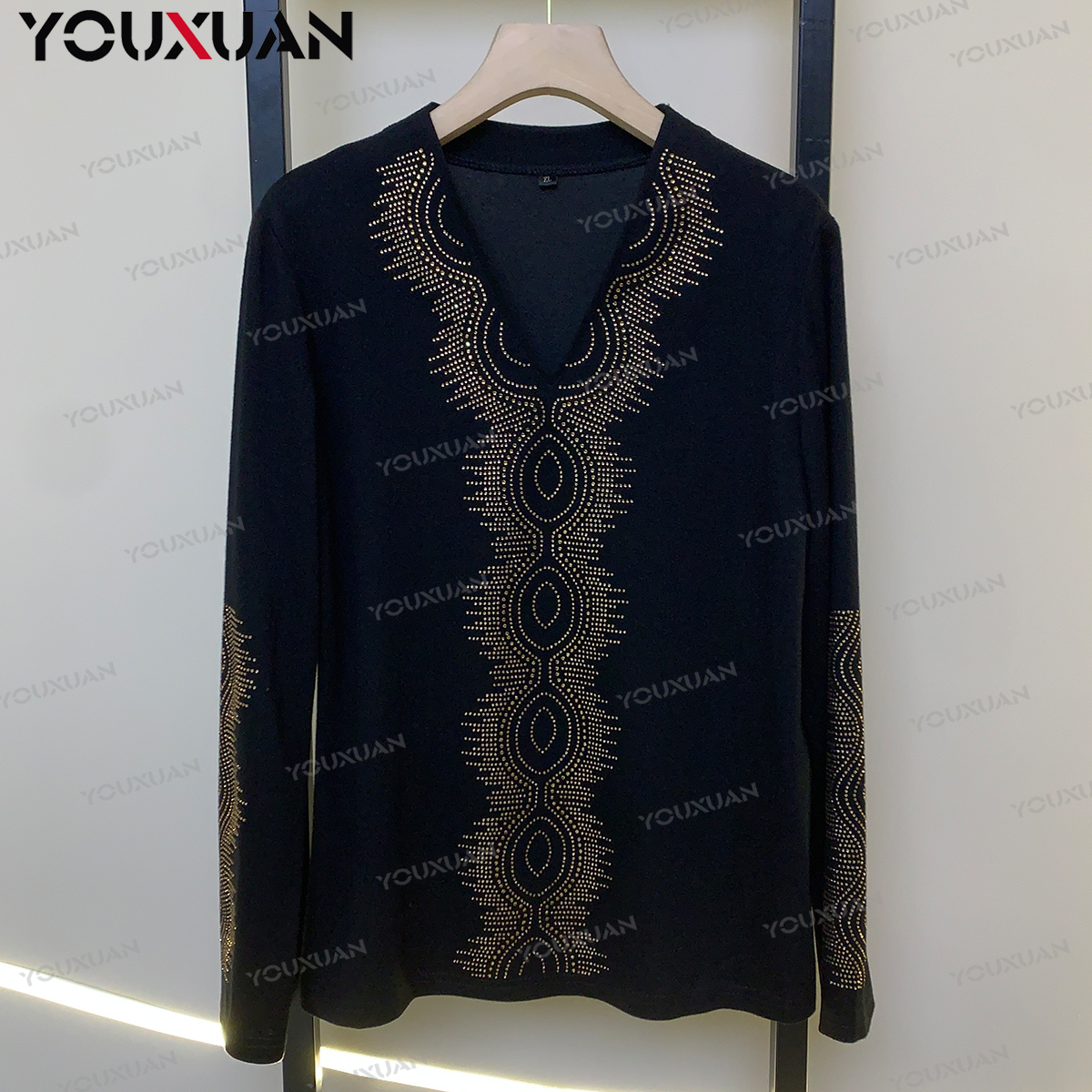 【初秋】2023秋冬百搭韩版上衣时尚休闲宽松长袖V领女士打底衫7218