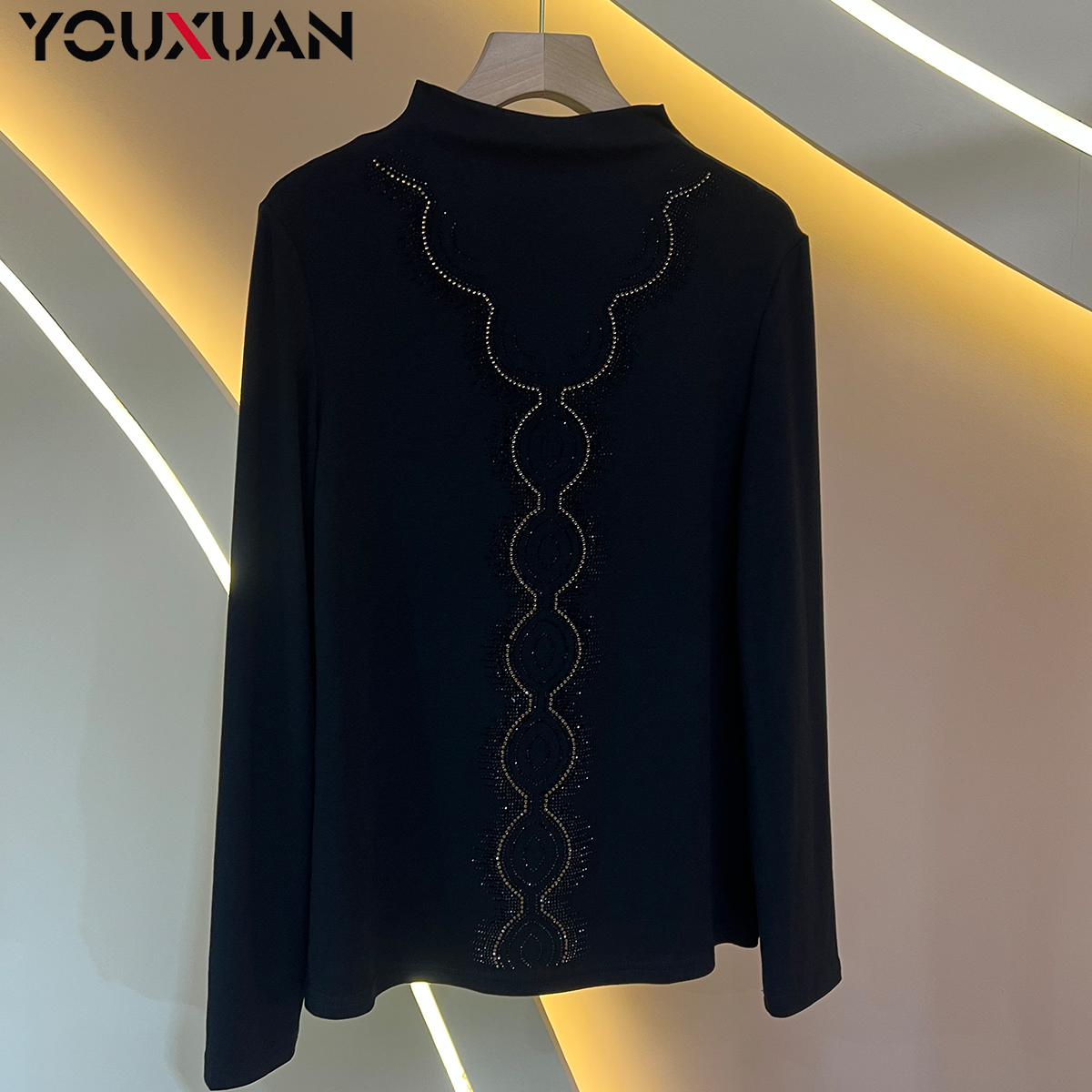 2023女士秋冬长袖半高领上衣休闲时尚气质小衫8158