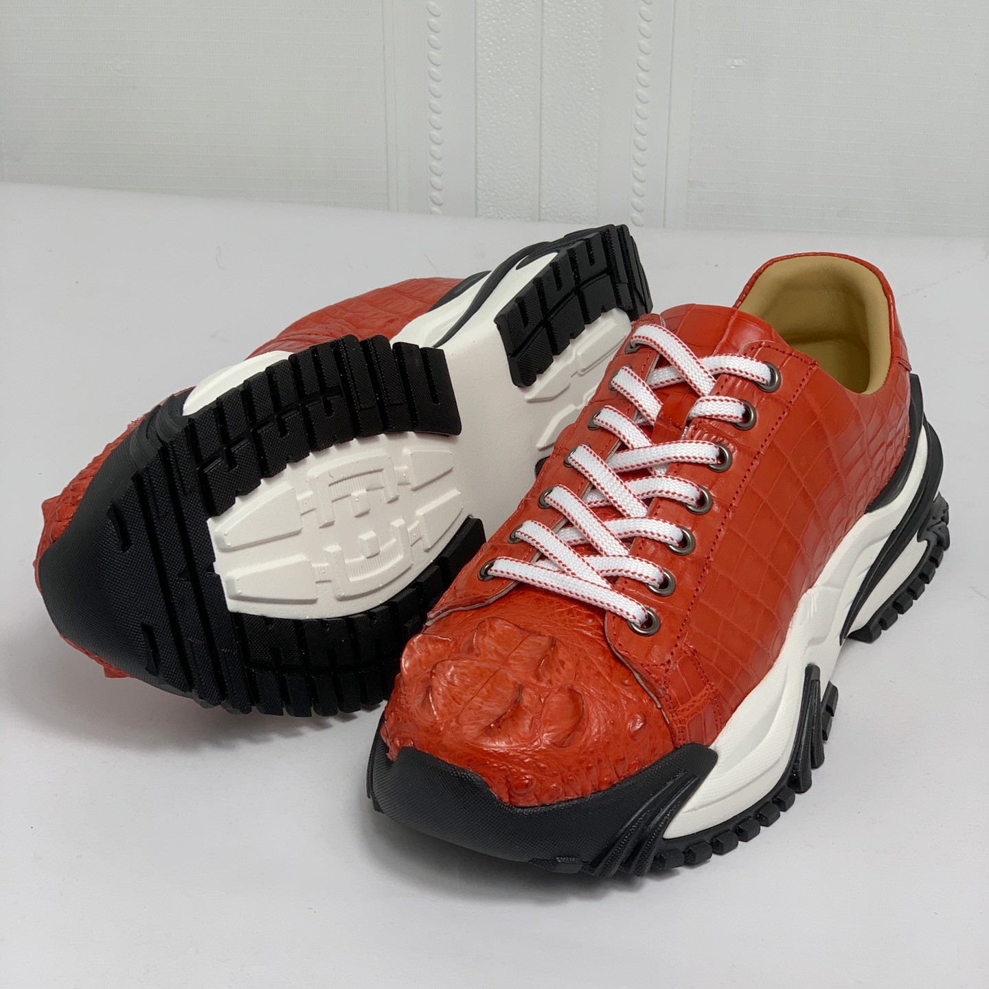 潮流鳄鱼头骨皮休闲运动户外潮鞋男鞋厚底时尚百搭夏季低帮透气