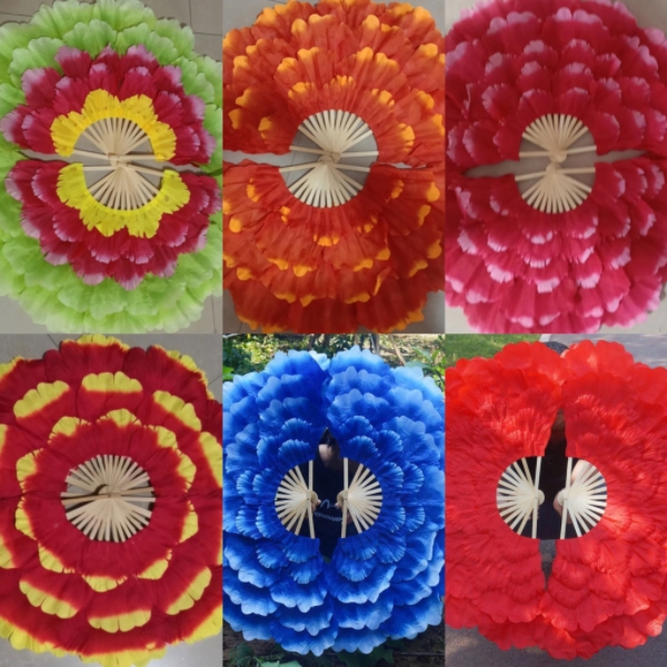 厂家直销双面花瓣牡丹大花扇秧歌扇户外健身运动广场舞节日开场