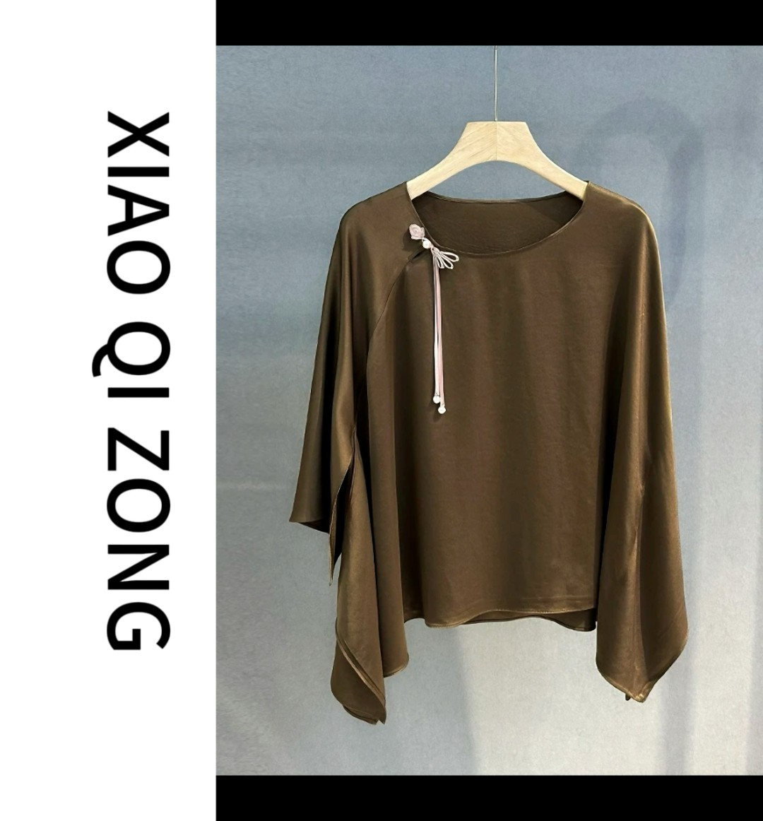 【小琪总】新中式设计师款双面醋酸宽松百搭上衣A-011