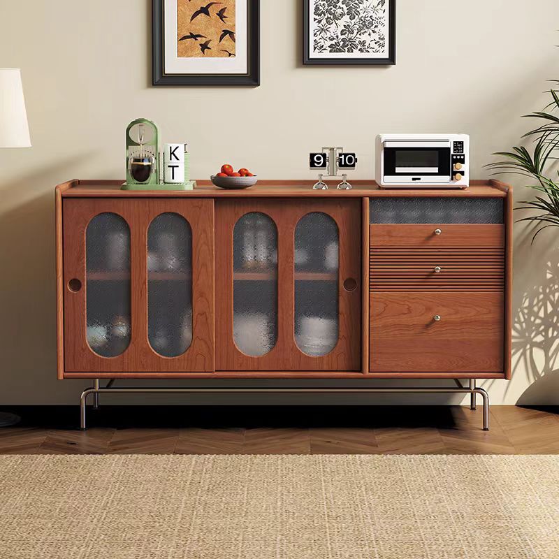 法式中古风全实木樱桃木餐边柜客厅靠墙卧室小户型主卧储物收纳柜