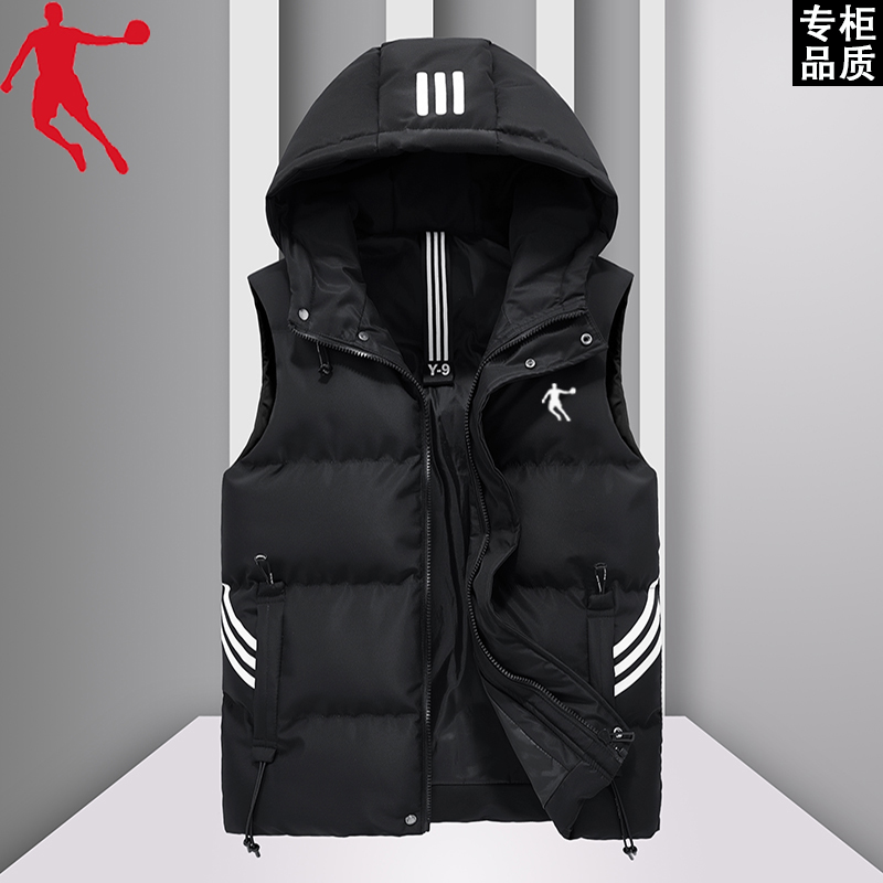 乔丹青年运动马甲男女坎肩棉背心大码加厚网红无袖羽绒服高档马夹