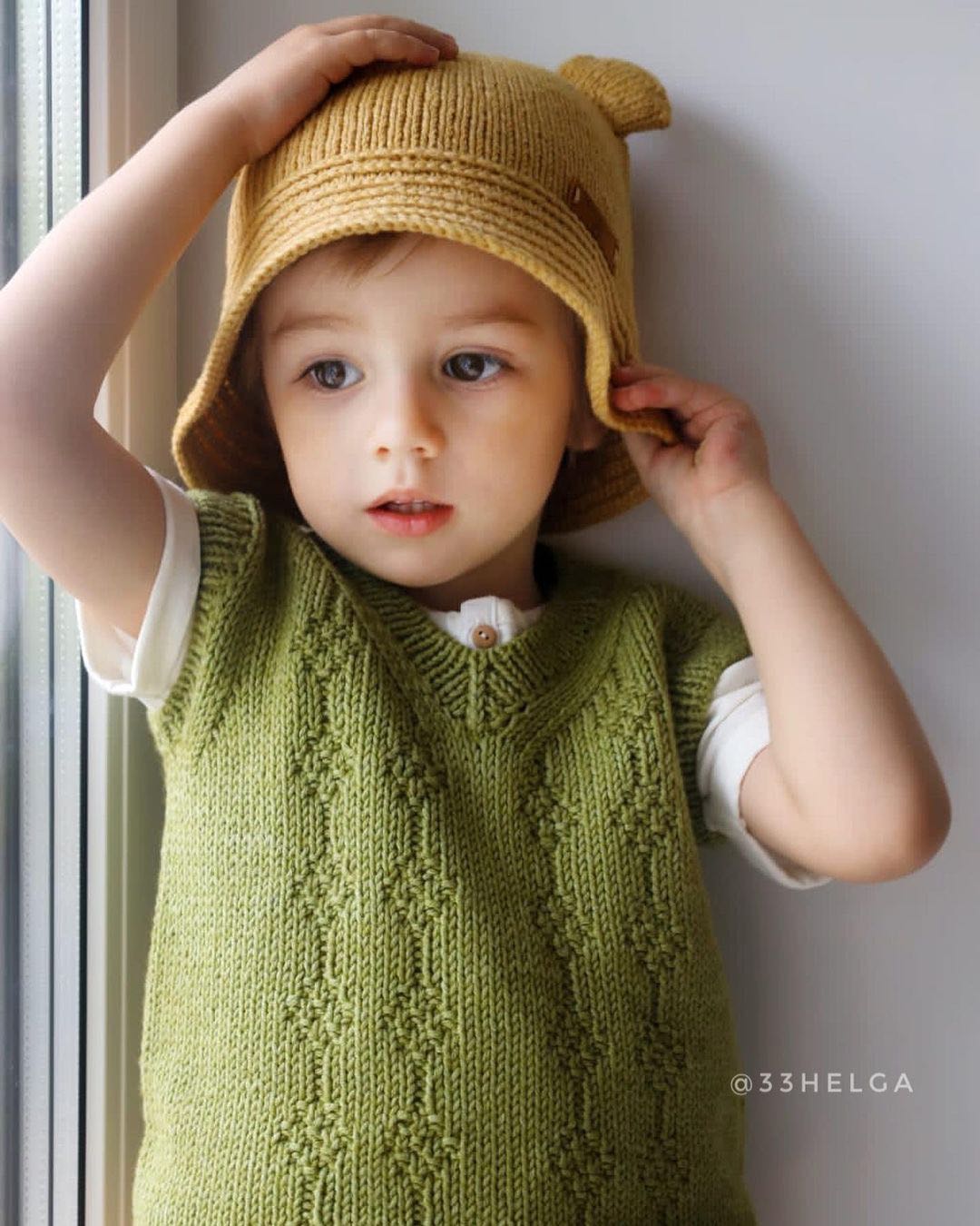 【材料包】  鸡心领背心手工毛线编织  非成品