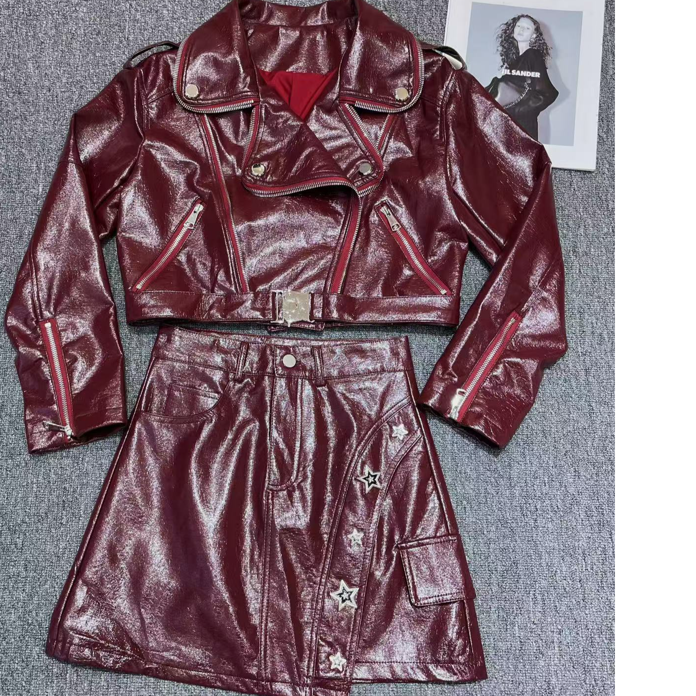 9965曼家精选    爆炸新款高品质星钻PU两件套套装