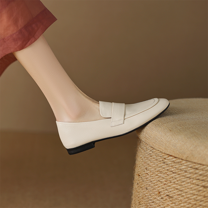 04|34-39码|1.5cm跟|2023年新款复古风乐福鞋真皮单鞋