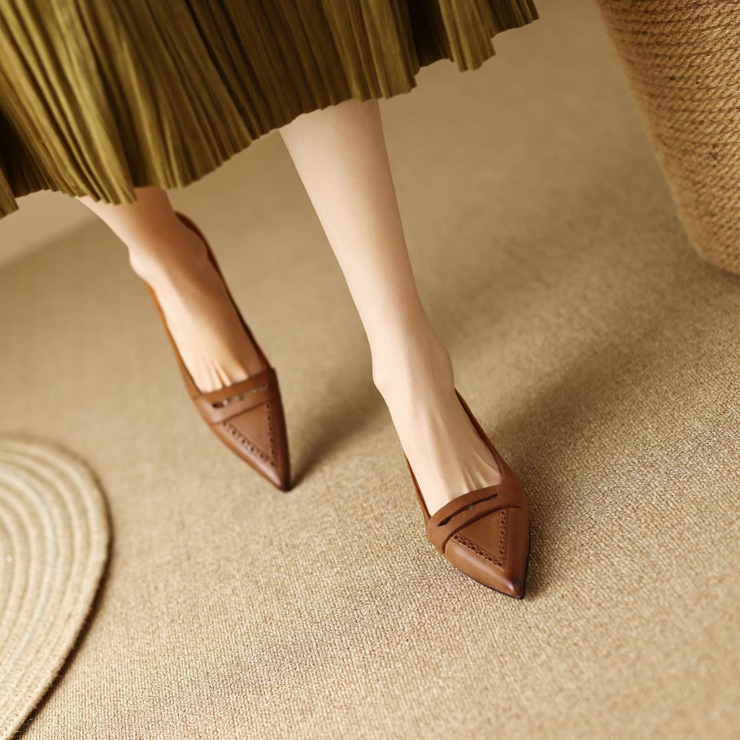 半坊手工女鞋|34-39码|3cm跟|尖头细跟高跟鞋法式复古优雅单鞋