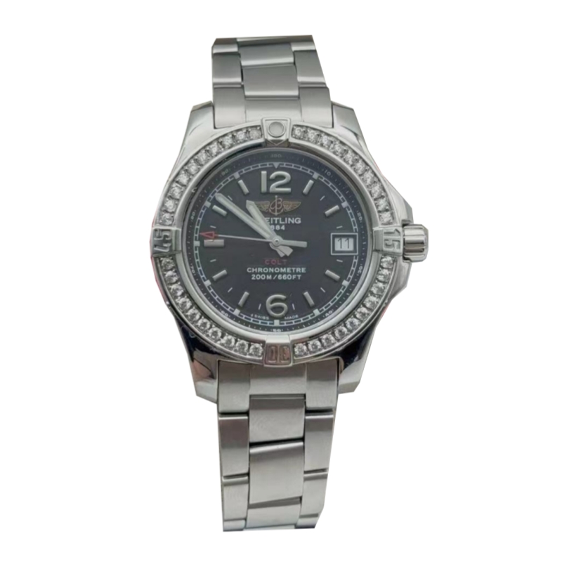 95新 BREITLING/百年灵 34mm百年灵 后镶钻石英女士腕表 时尚