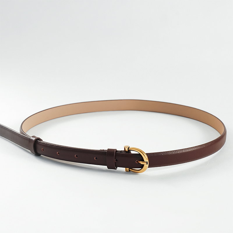  黑色法努软真皮马蹄扣休闲腰带皮带