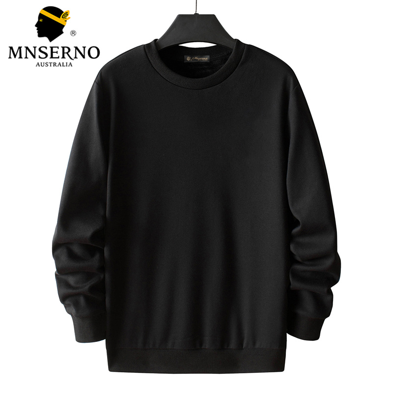 曼西尔奴男士纯棉简约休闲加绒圆领保暖卫衣23211107TM