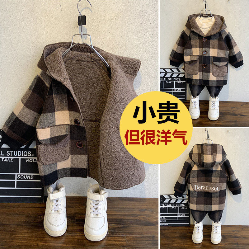 男女童洋气保暖毛呢外套冬2022新款宝宝儿童加绒加厚中长款羊糕绒