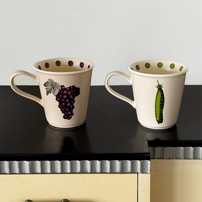 SoftServe柔软供应 《葡萄豆荚》马克杯 复古咖啡杯陶瓷水杯茶杯