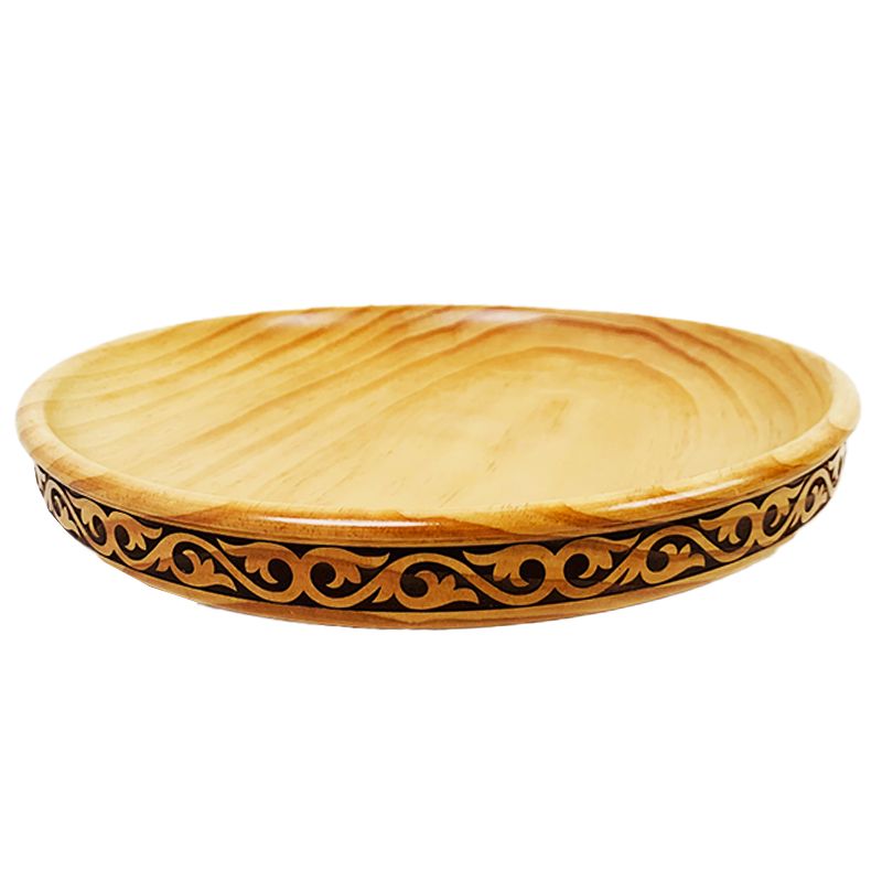 AKSARAY新款创意中式复古家用精致木质圆形那仁盘 手抓肉盘38CM