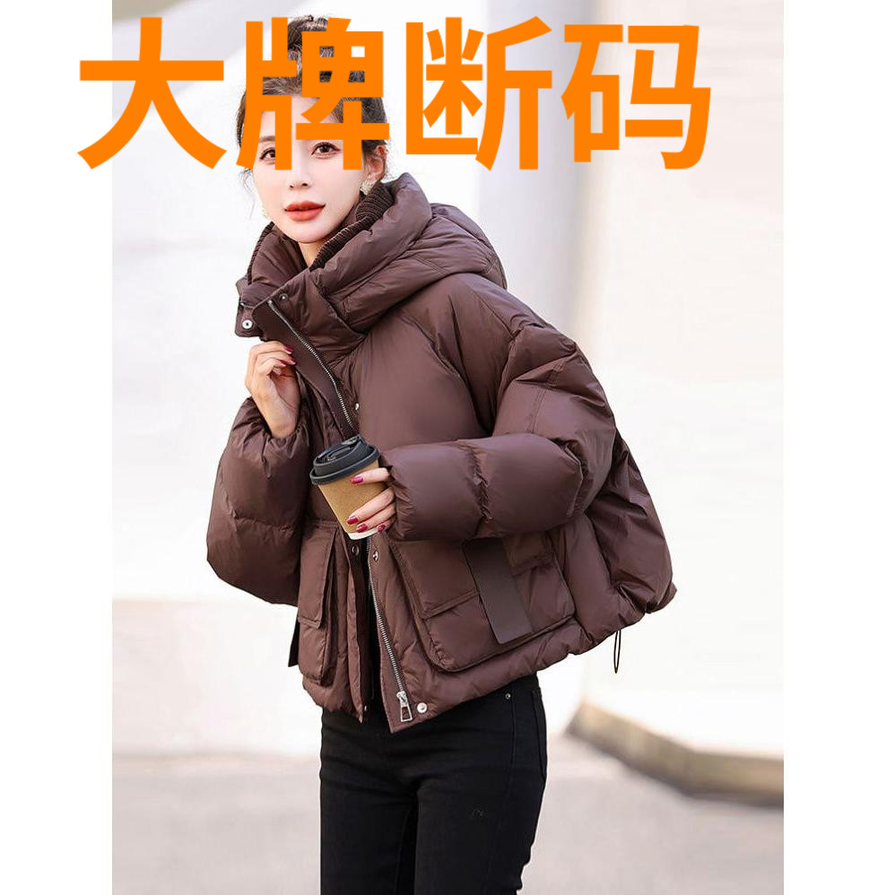 鸭鸭欧货短款羽绒服女款2023新款冬季加厚时尚洋气连帽宽松设计感