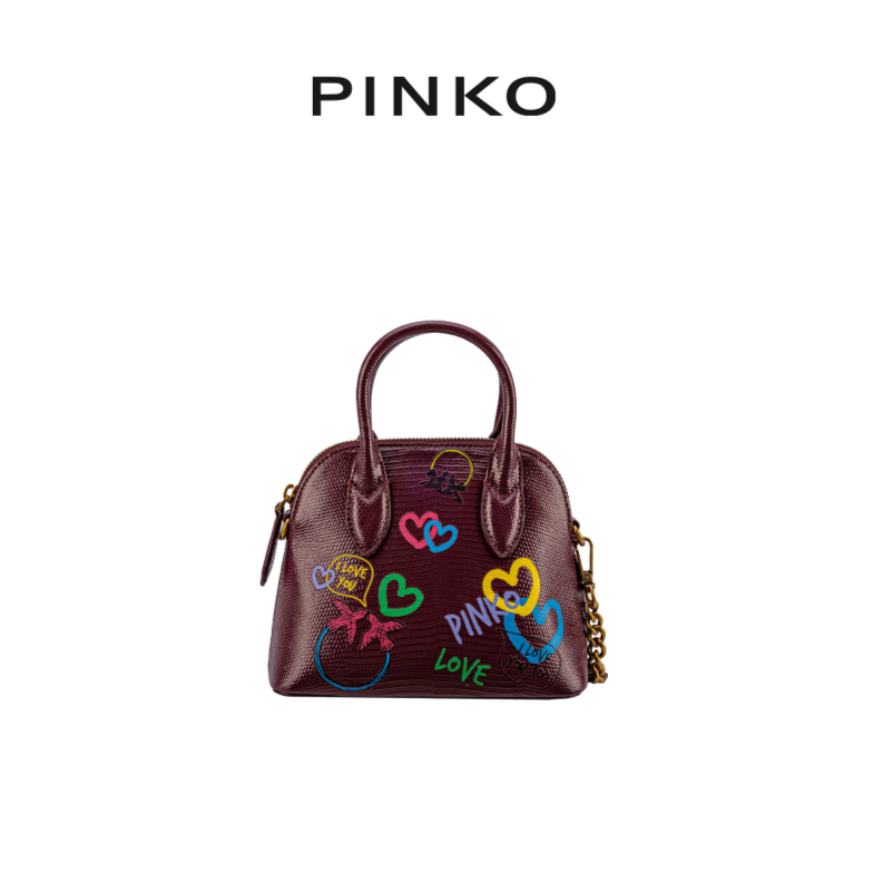 PINKO*女士包袋纯色时尚单肩手提小号复古桶压花燕子包1P22w7A043