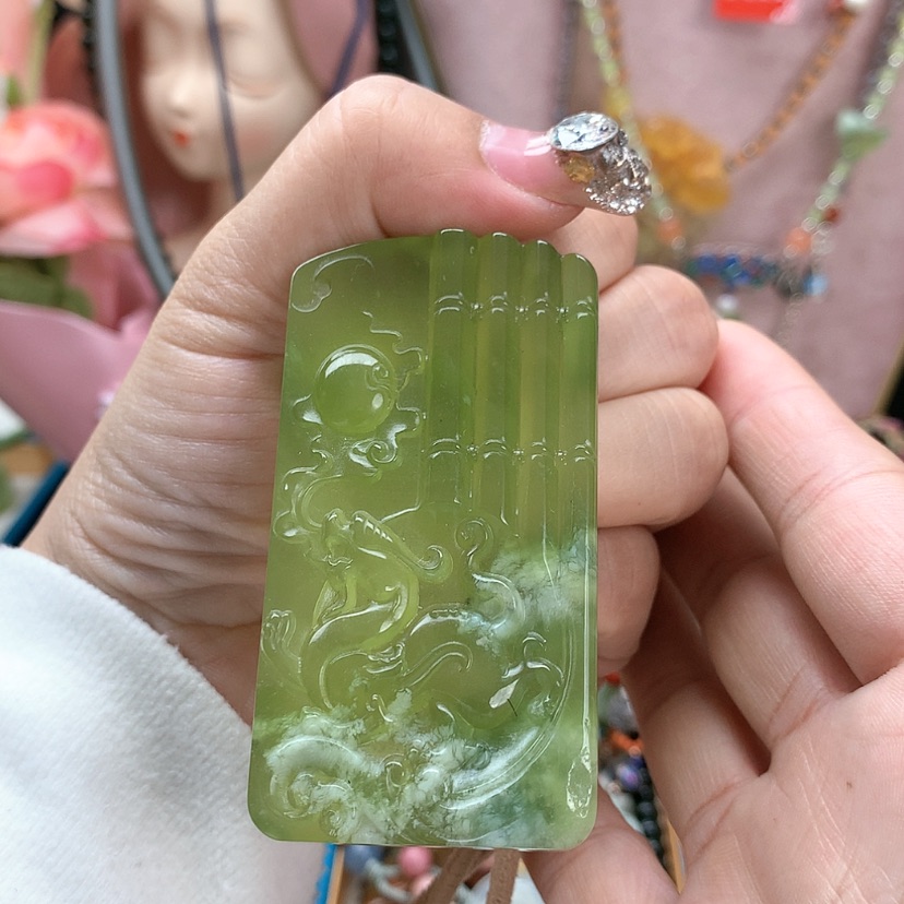 【闪购商品】蛇纹石玉吊坠合金小*