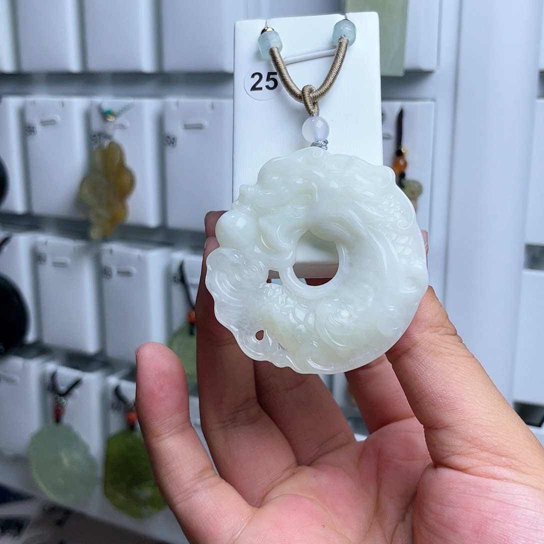 岫玉颈饰未镶嵌^****龙扣吊坠