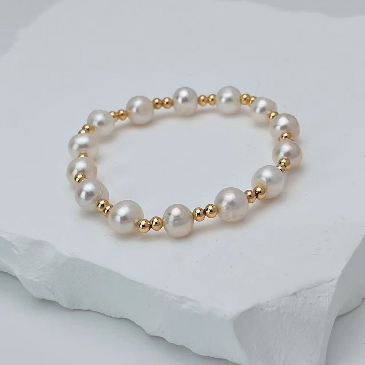 S【白兰】约5-8mm淡水无核珍珠手链纯天然真品100%时尚  DSL00580-1