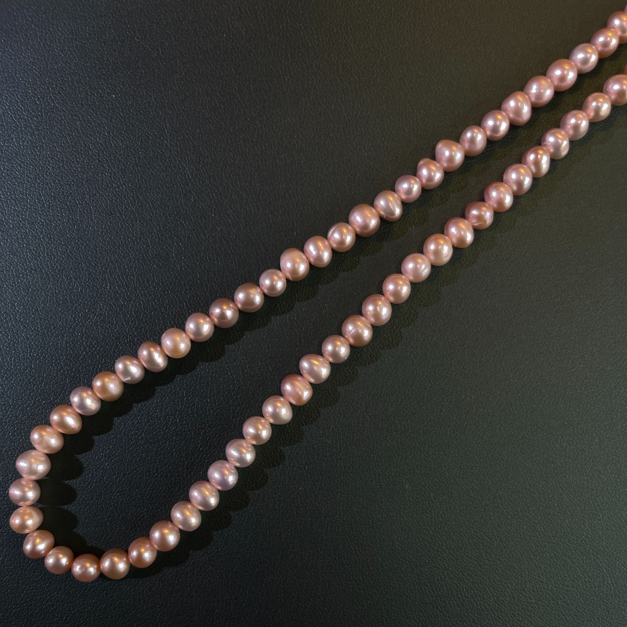 粉紫素圈项链5.5-6.5mmS925银紫色淡水无核天然珍珠项链XL80102SY