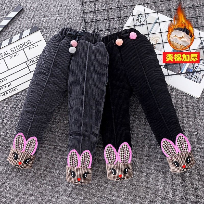 女童棉裤超厚夹棉女宝宝棉裤儿童时尚卡通三层超厚保暖裤时尚舒适