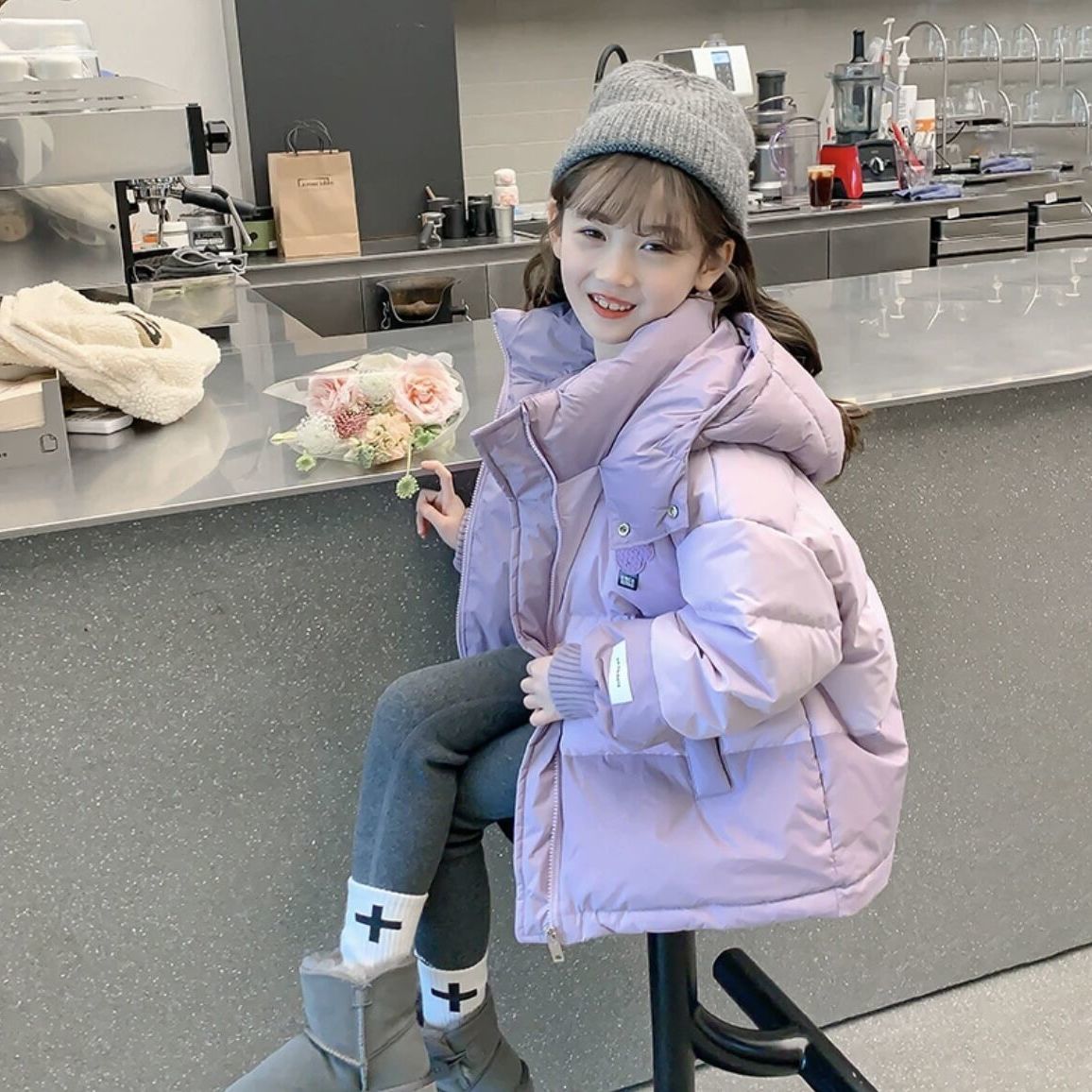 女童棉服冬装2023新款加厚拼色面包服儿童冬款棉袄小女孩棉衣外衣