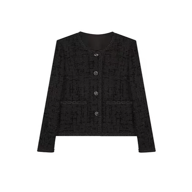 90白鸭绒加厚保暖黑色小香风外套8185