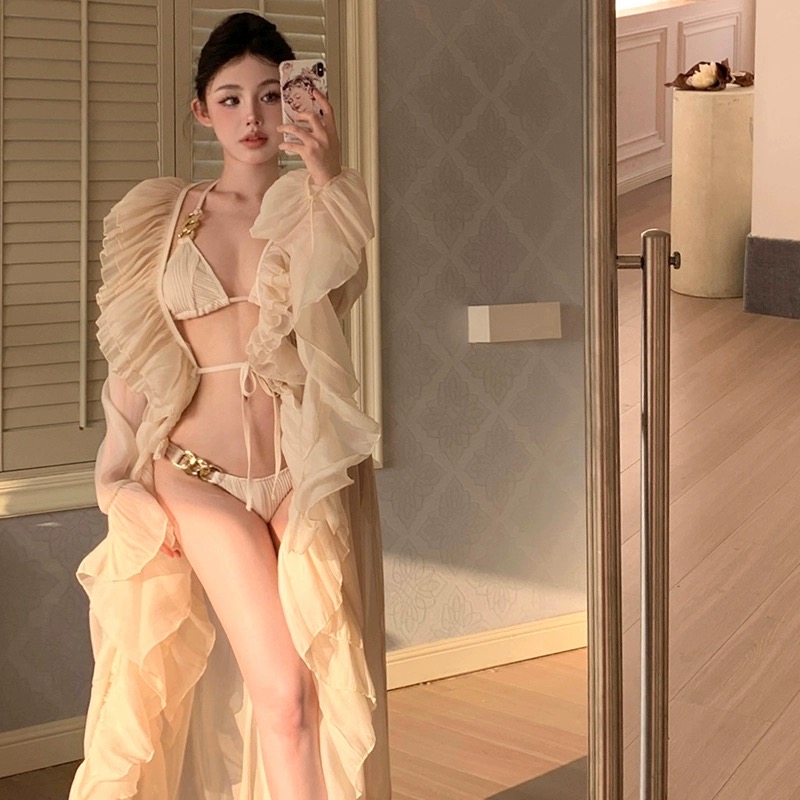 【仙女2.0】蕾丝显瘦保守夏季法式温泉沙滩气质ins比基尼泳衣泡温泉