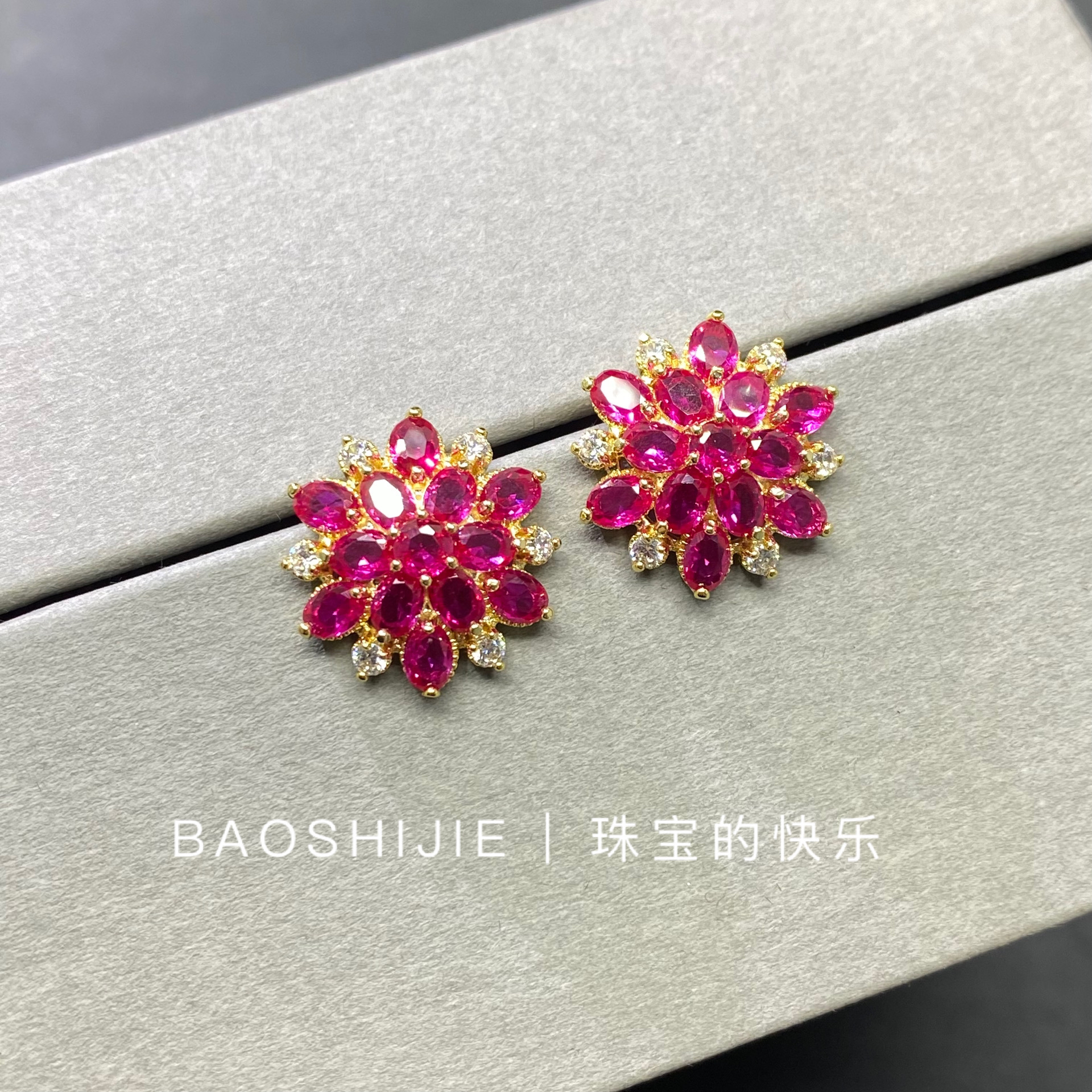 【缅甸矿区甄选】e328/红宝高端定制耳饰