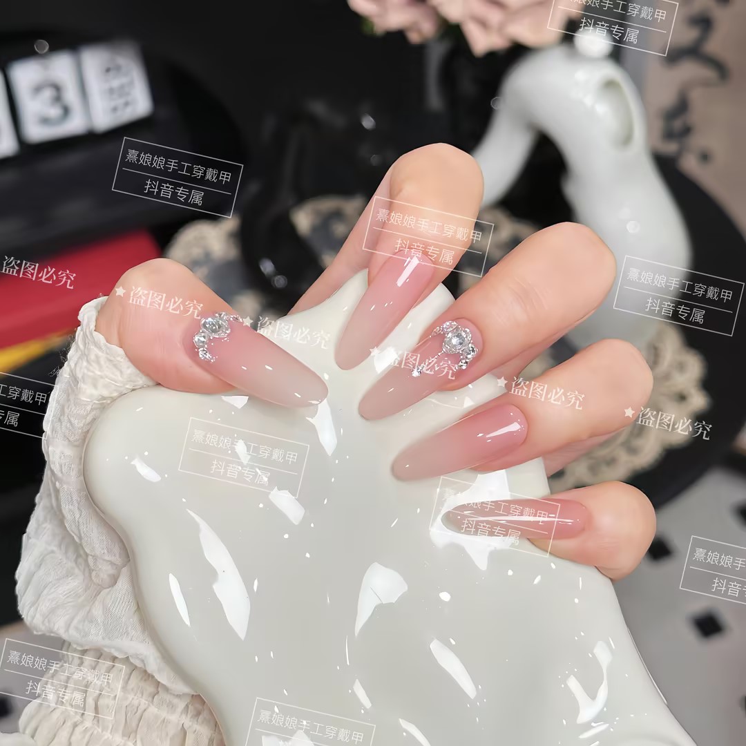 【寒露】轻奢高格清透亮钻百搭纯手工穿戴甲