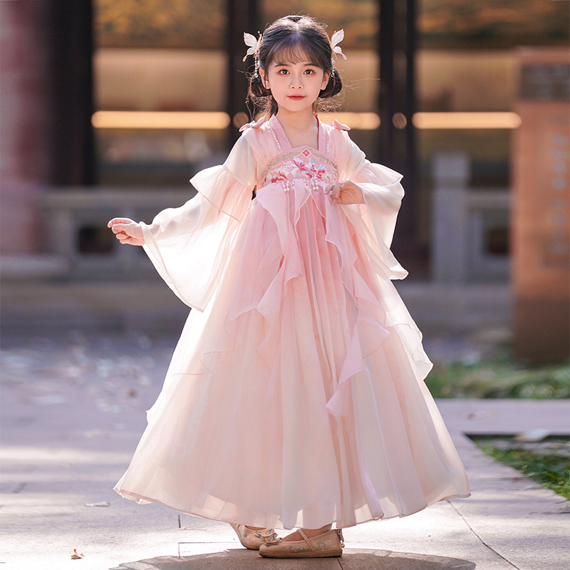 汉服女童中国风2024新款女孩夏季古风仙女古装儿童公主连衣裙飘逸