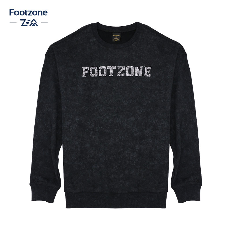 宽松套头潮流黑色扎染卫衣男胸前logo圆领男上衣FCC41A64047