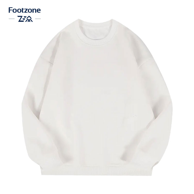 白色净版加绒卫衣休闲百搭宽松圆领秋冬季男款套头衫CFCDWR11ABA