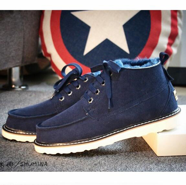 （绵羊毛）男款皮毛一体雪地靴女短靴男士大码冬季保暖加厚低帮棉鞋